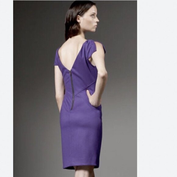 DIANE VON FURSTENBERG HELEN PURPLE WOOL BLEND SHEAT DRESS - 4 - Picture 2 of 11